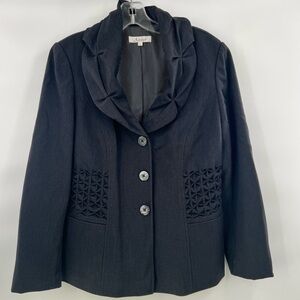Atelier dark grey ruched collar blazer jacket size 8